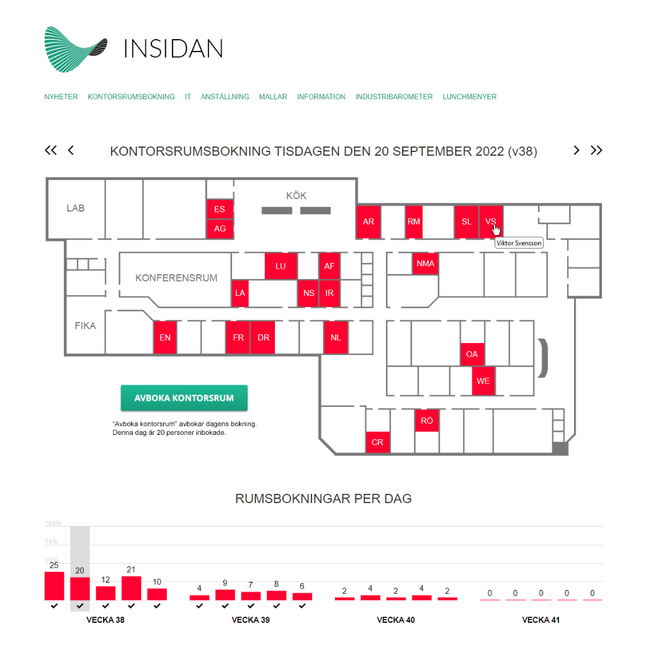 Insidan - Office room booking system